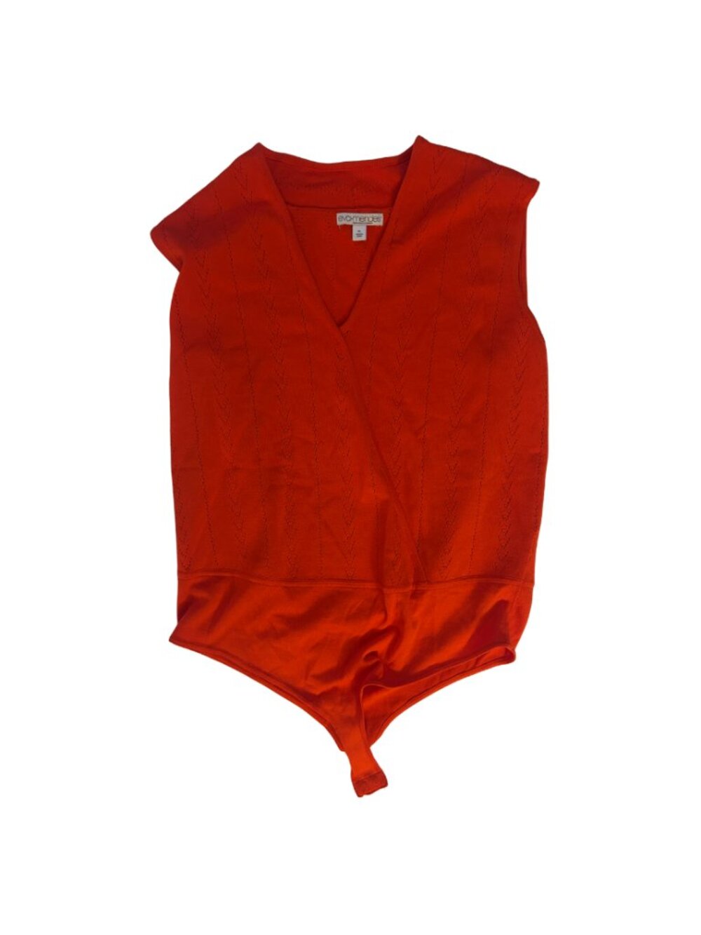 Eva Mendes Red Orange V-Neck Sleeveless Cardigan Top - Bodysuit